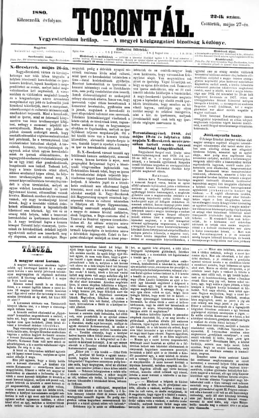 Torontál, 9. évf. 1880. május 27. 22. sz.