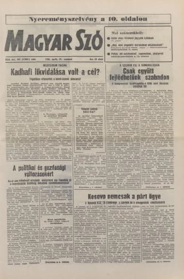 Magyar Szó, 43. évf. 1986. április 19. 107. sz. 1–24. oldal