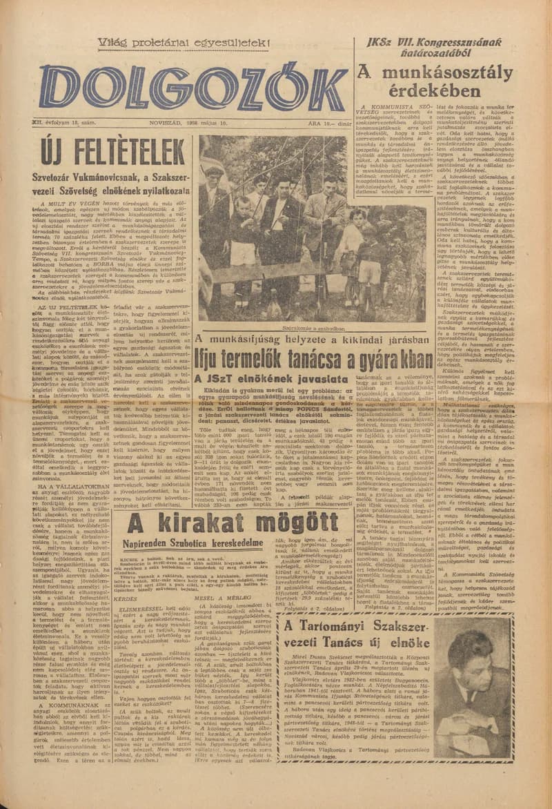 Dolgozók, 12. évf. 1958. május 10. 18. sz.