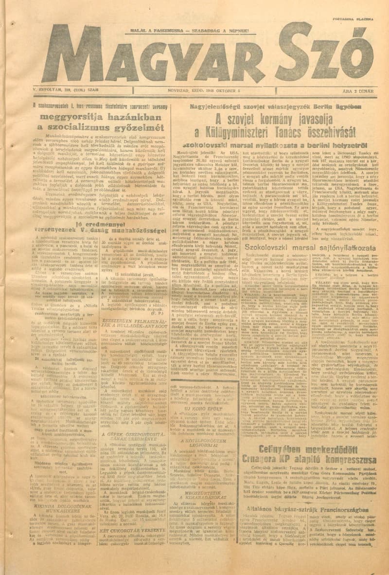 Magyar Szó, 5. évf. 1948. október 5. 239. sz. 1–4. oldal