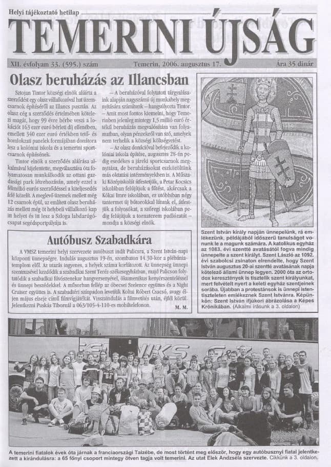Temerini Újság, 12. évf. 2006. augusztus 17. 33. sz.
