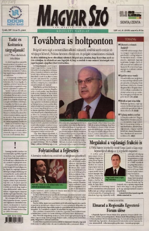 Magyar Szó, 64. évf. 2007. február 23. 45. sz. 1–20. oldal