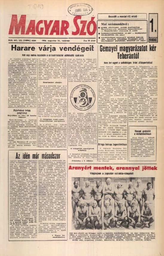 Magyar Szó, 43. évf. 1986. augusztus 24. 232. sz. 1–32. oldal