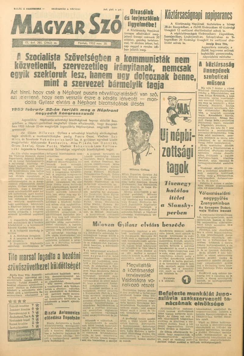 Magyar Szó, 9. évf. 1952. november 28. 285. sz.