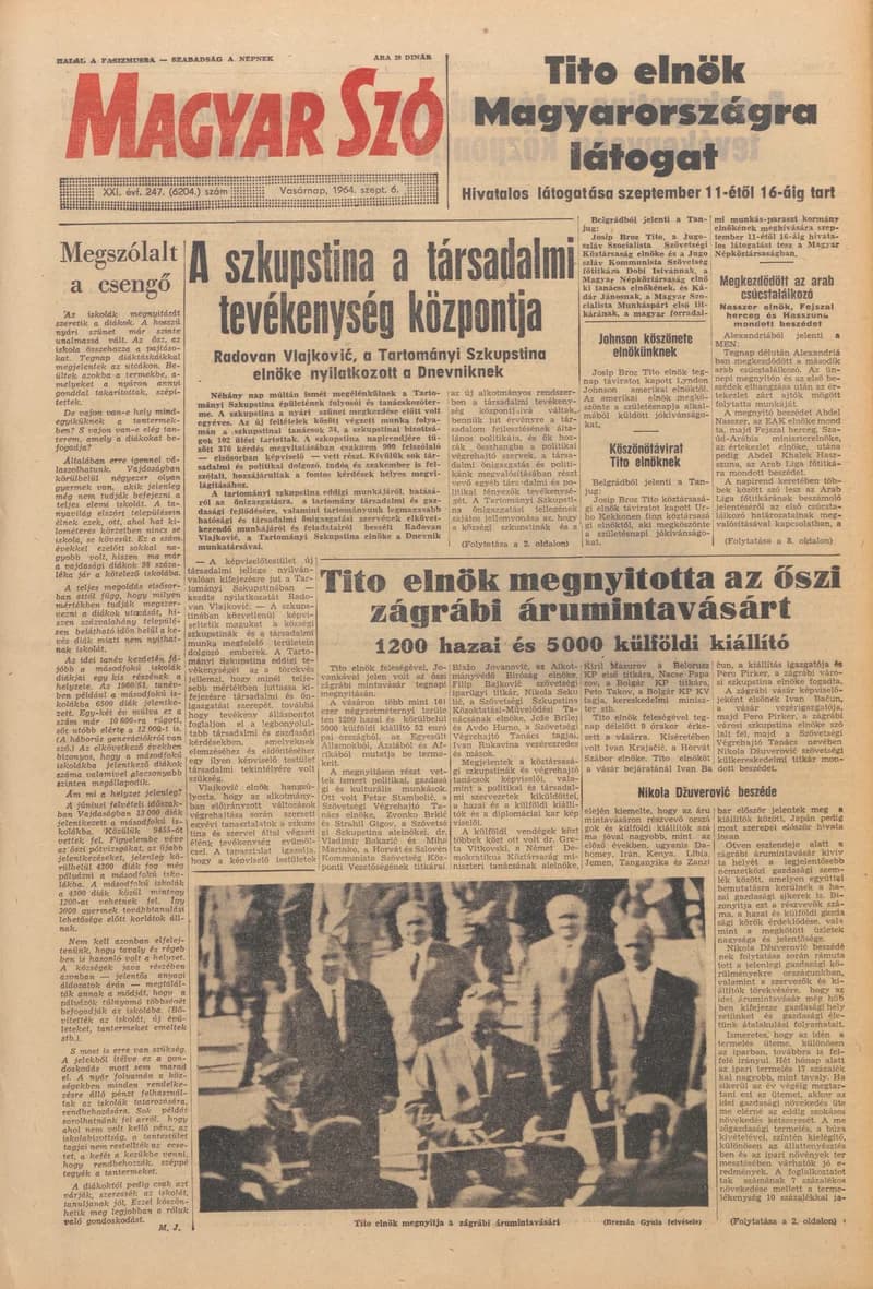 Magyar Szó, 21. évf. 1964. szeptember 6. 247. sz. 1–24. oldal