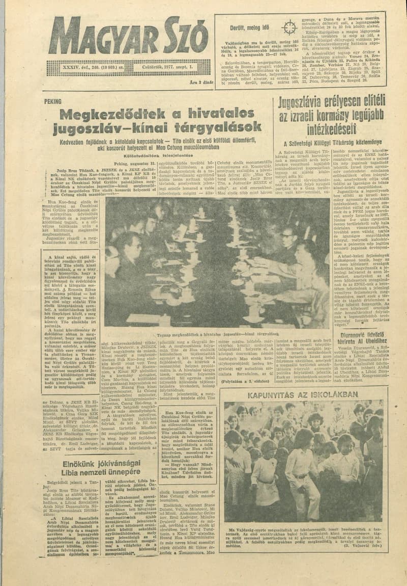 Magyar Szó, 34. évf. 1977. szeptember 1. 240. sz.