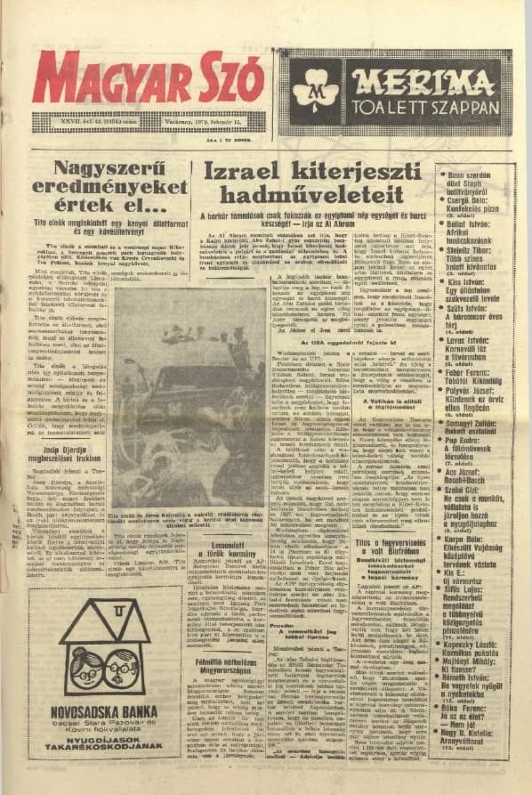 Magyar Szó, 27. évf. 1970. február 15. 44. sz. 1–36. oldal