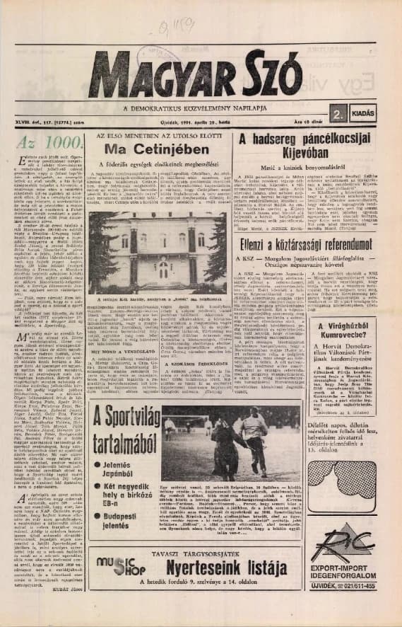 Magyar Szó, 48. évf. 1991. április 29. 117. sz. 1–24. oldal