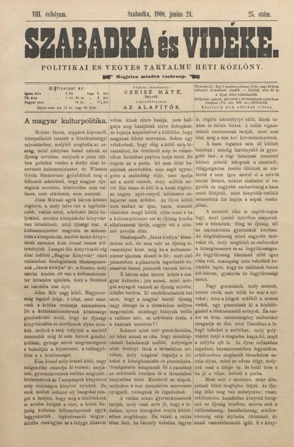 Szabadka és vidéke II, 8. évf. 1900. június 24. 25. sz.