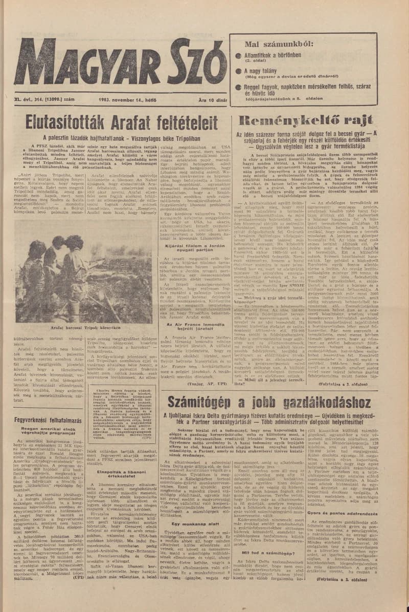 Magyar Szó, 40. évf. 1983. november 14. 314. sz.