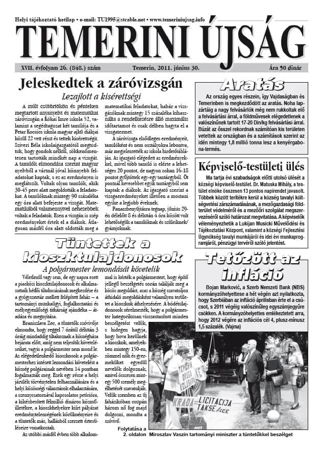 Temerini Újság, 17. évf. 2011. június 30. 26. sz.