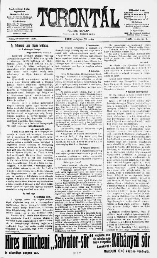Torontál, 39. évf. 1910. március 7. 53. sz.