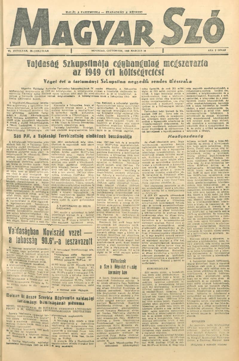 Magyar Szó, 6. évf. 1949. március 10. 58. sz. 1–4. oldal