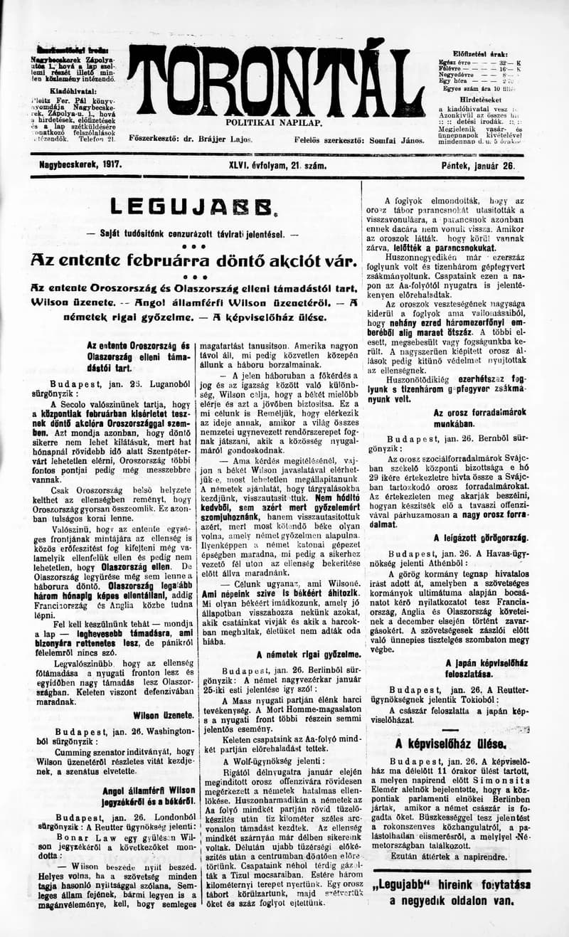 Torontál, 46. évf. 1917. január 26. 21. sz.