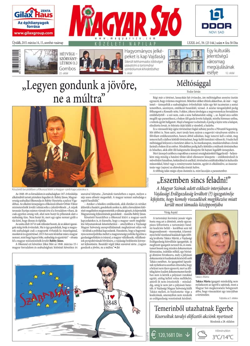 Magyar Szó, 72. évf. 2015. március 14. – 15. 59. sz. 1–32. oldal