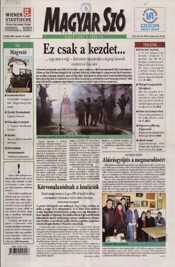 Magyar Szó, 65. évf. 2008. március 18. 63. sz. 1–20. oldal