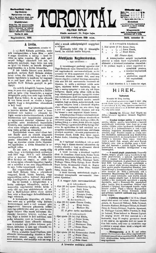 Torontál, 28. évf. 1899. november 13. 260. sz.