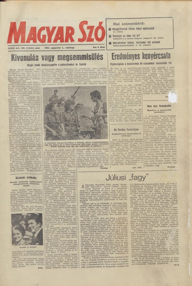 Magyar Szó, 39. évf. 1982. augusztus 1. 209. sz. 1–28. oldal