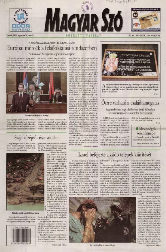 Magyar Szó, 62. évf. 2005. augusztus 24. 198. sz. 1–20. oldal