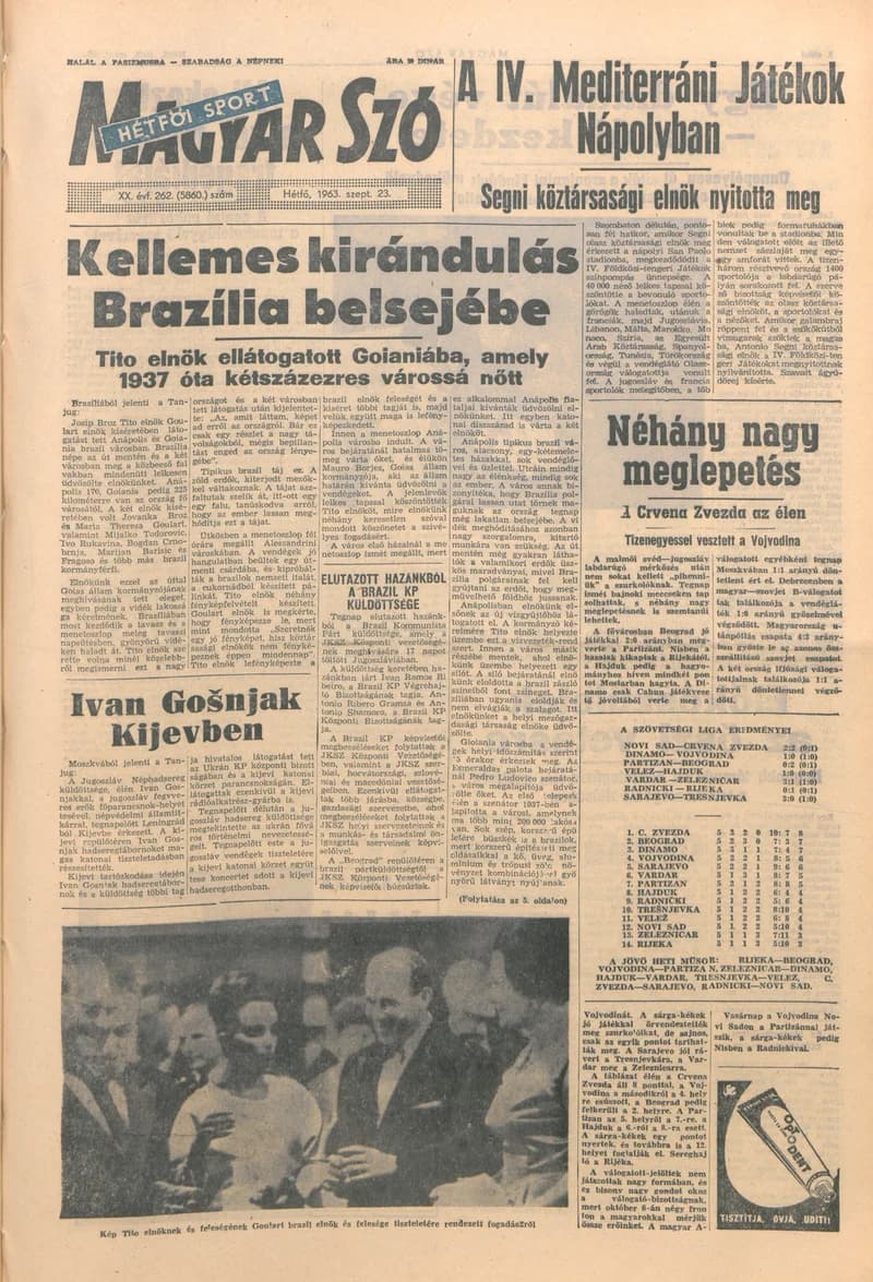 Magyar Szó, 20. évf. 1963. szeptember 23. 262. sz. 1–16. oldal