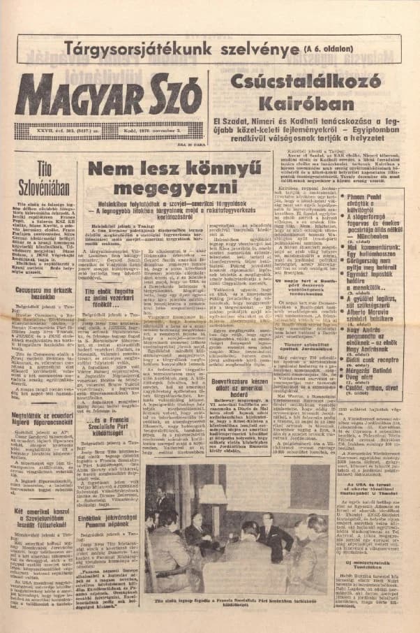Magyar Szó, 27. évf. 1970. november 3. 303. sz. 1–16. oldal