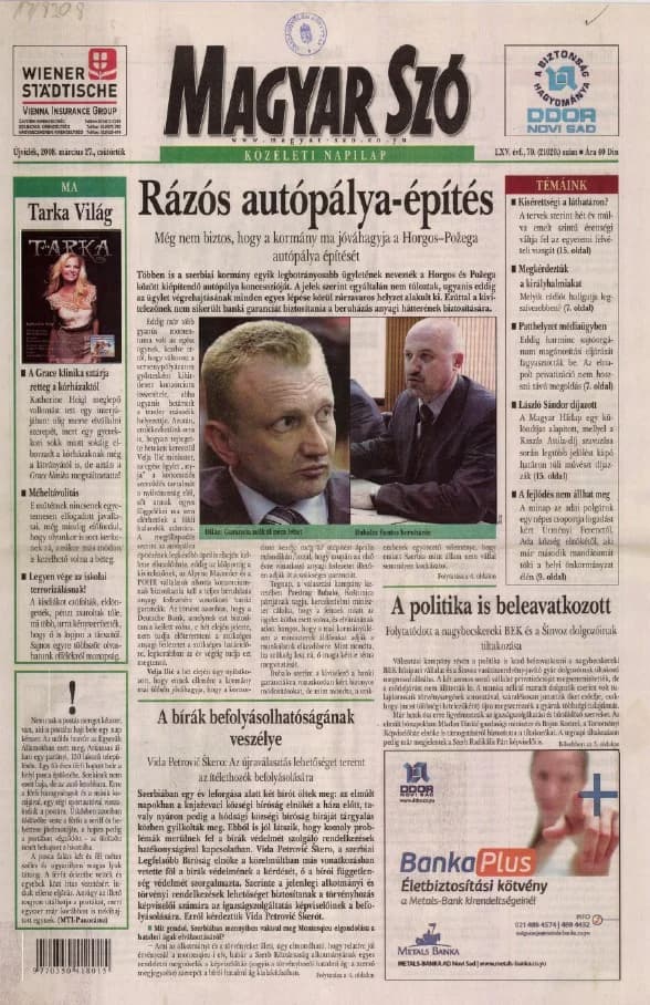 Magyar Szó, 65. évf. 2008. március 27. 70. sz. 1–20. oldal