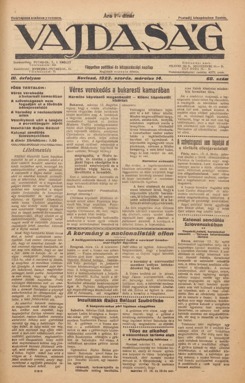Vajdaság, 3. évf. 1923. március 14. 60. sz.