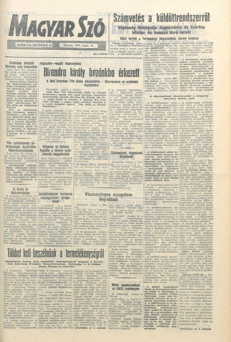 Magyar Szó, 32. évf. 1975. szeptember 24. 263. sz.
