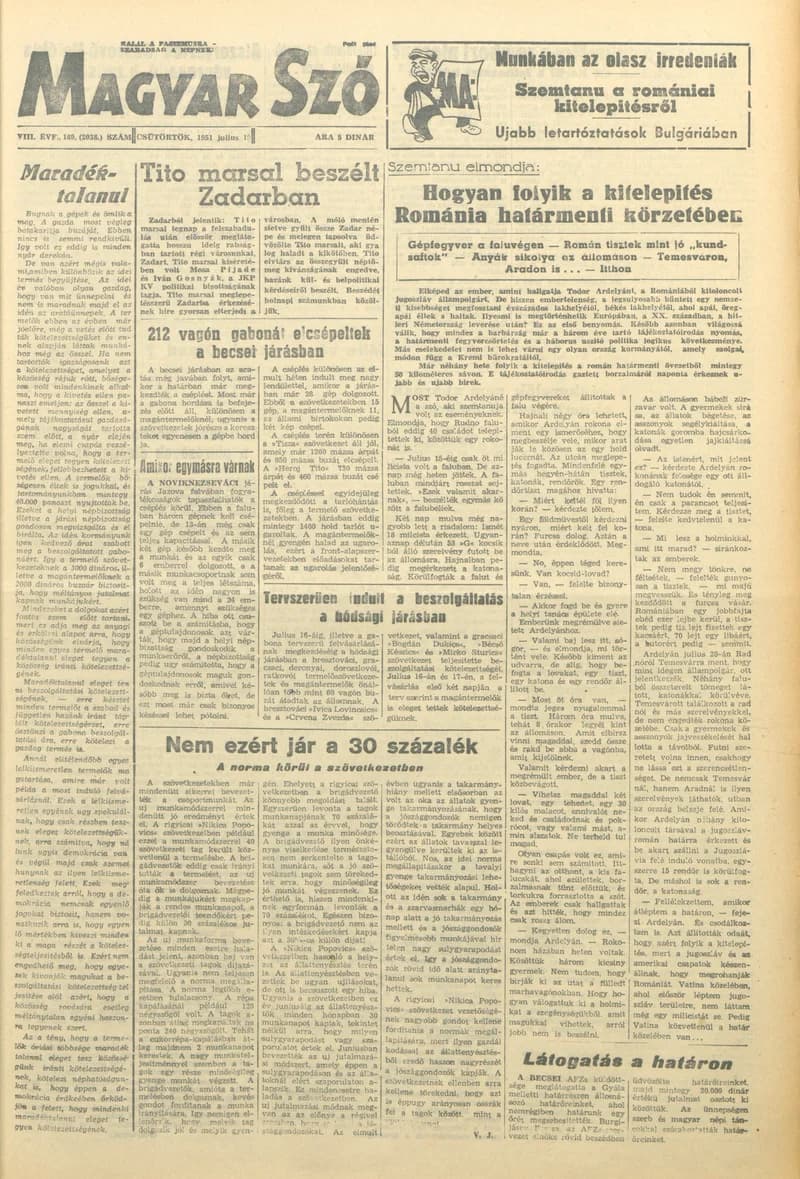 Magyar Szó, 8. évf. 1951. július 19. 169. sz. 1–4. oldal