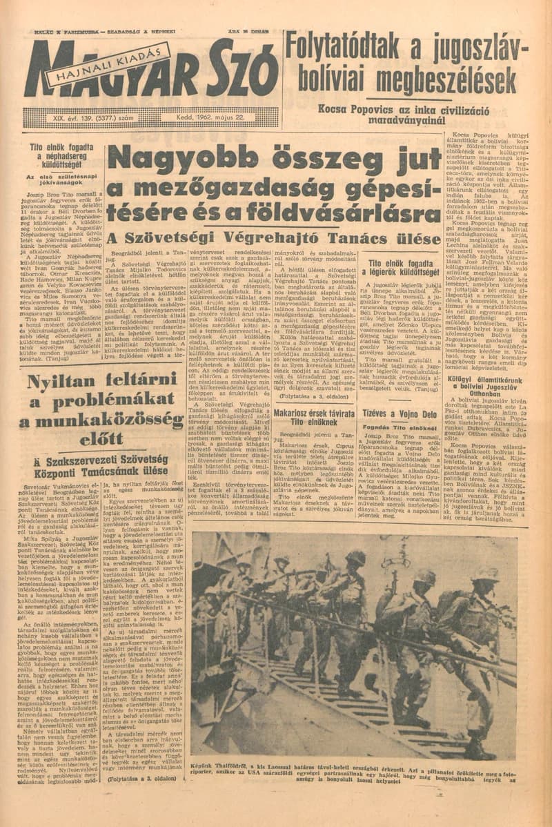 Magyar Szó, 19. évf. 1962. május 22. 139. sz. 1–24. oldal