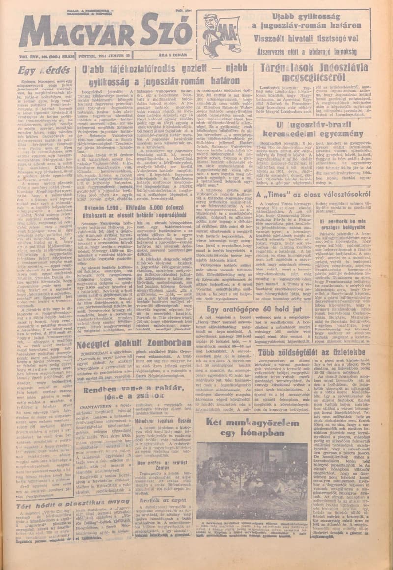 Magyar Szó, 8. évf. 1951. június 15. 140. sz. 1–4. oldal