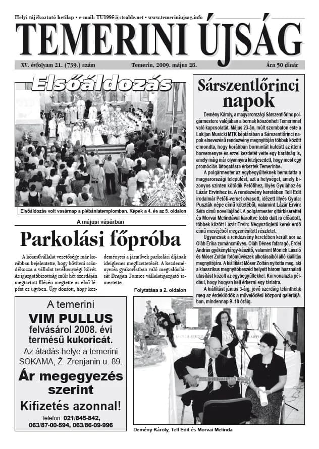Temerini Újság, 15. évf. 2009. május 28. 21. sz.