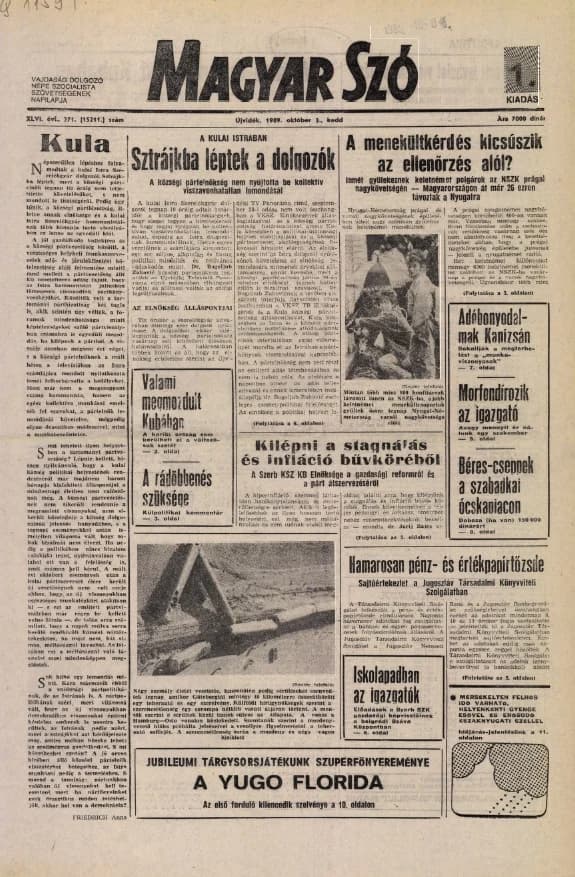 Magyar Szó, 46. évf. 1989. október 3. 271. sz. 1–16. oldal