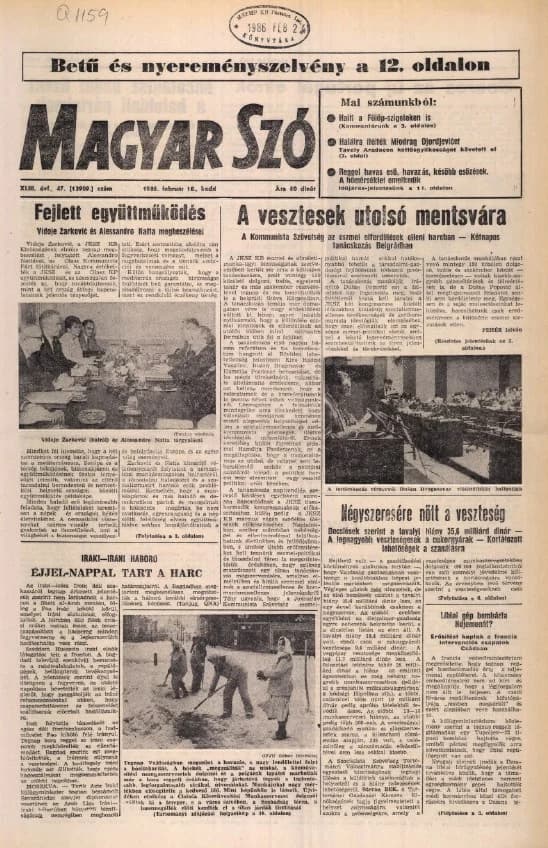 Magyar Szó, 43. évf. 1986. február 18. 47. sz. 1–20. oldal