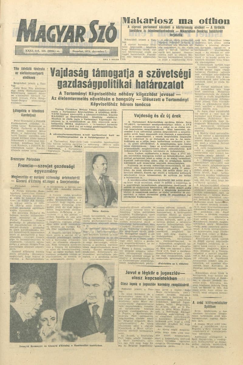 Magyar Szó, 31. évf. 1974. december 7. 335. sz. 1–20. oldal