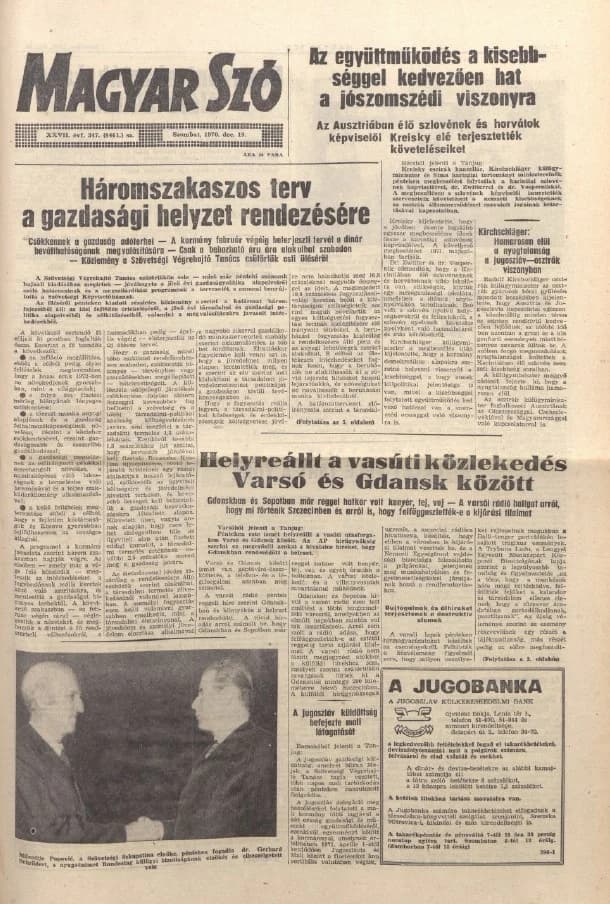 Magyar Szó, 27. évf. 1970. december 19. 347. sz. 1–20. oldal