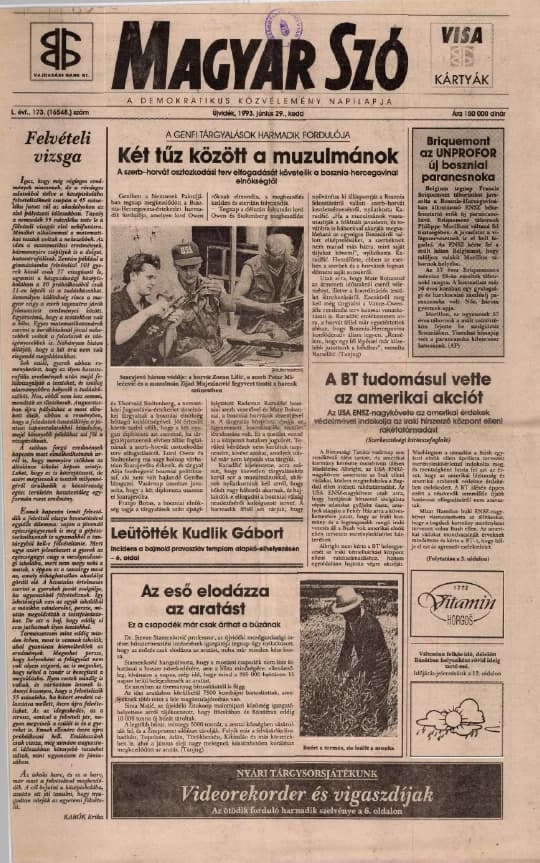 Magyar Szó, 50. évf. 1993. június 29. 173. sz. 1–16. oldal