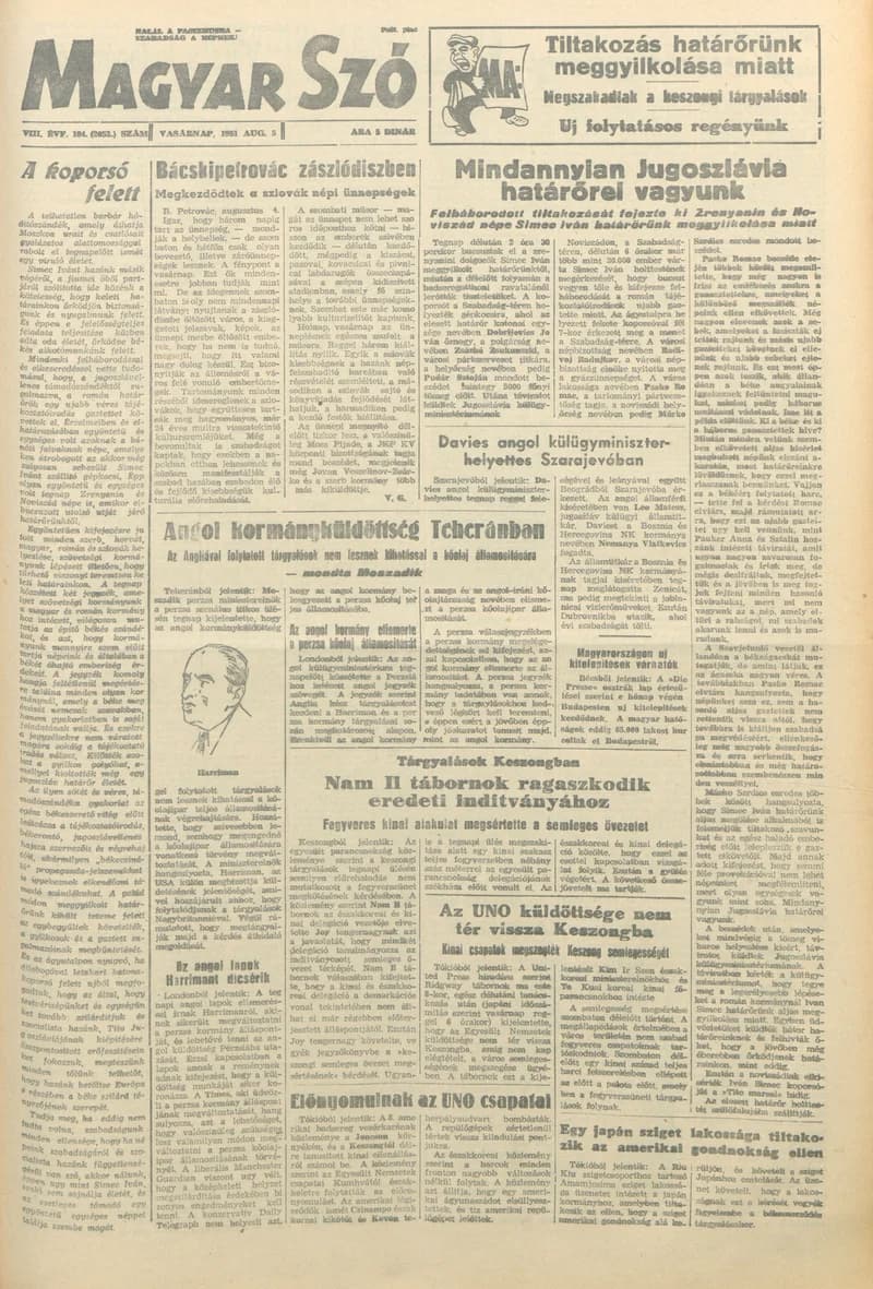 Magyar Szó, 8. évf. 1951. augusztus 5. 184. sz. 1–6. oldal