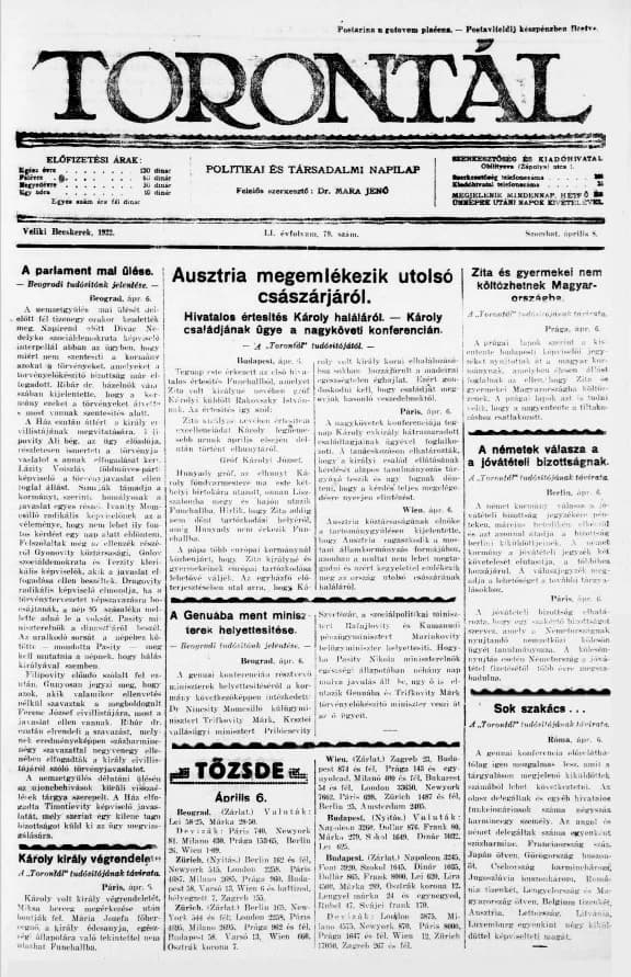 Torontál, 51. évf. 1922. április 8. 79. sz.