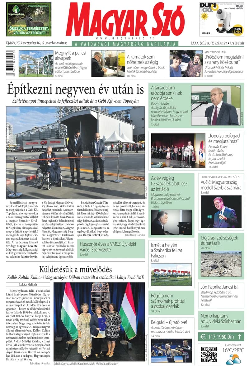 Magyar Szó, 80. évf. 2023. szeptember 16. – 17. 214. sz. 1–32. oldal