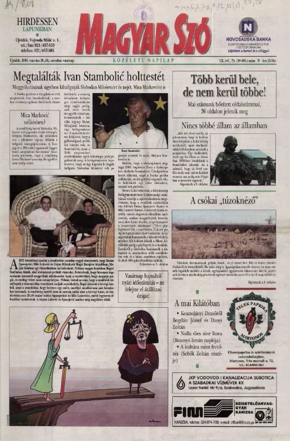 Magyar Szó, 60. évf. 2003. március 29. – 30. 75. sz. 1–36. oldal