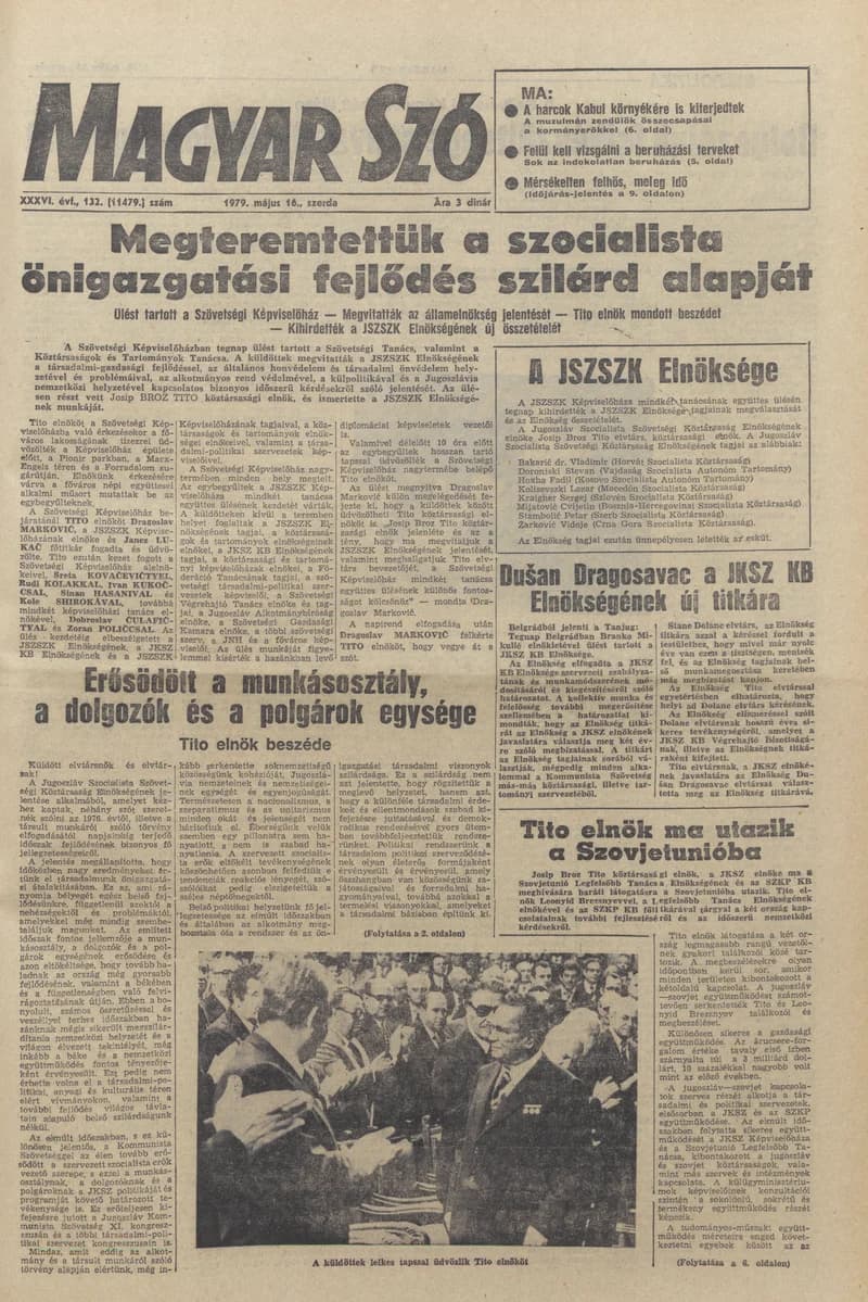 Magyar Szó, 36. évf. 1979. május 16. 132. sz. 1–12. oldal