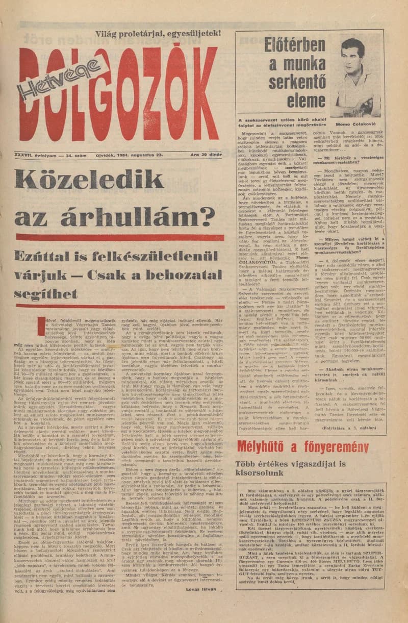 Dolgozók, 38. évf. 1984. augusztus 23. 34. sz.