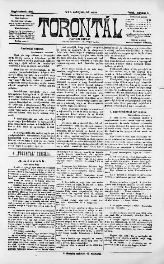 Torontál, 25. évf. 1896. március 6. 55. sz.