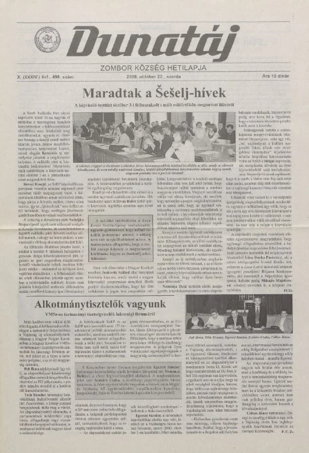 Dunatáj, 10. évf. 2008. október 22. 498. sz.