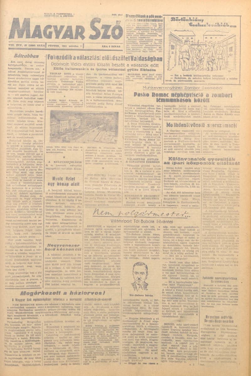 Magyar Szó, 8. évf. 1951. március 9. 57. sz. 1–8. oldal