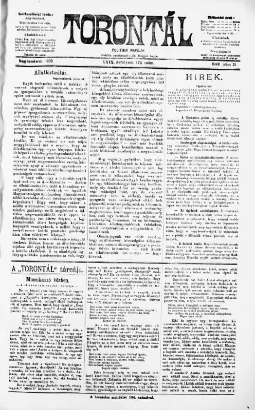 Torontál, 29. évf. 1900. július 31. 174. sz.