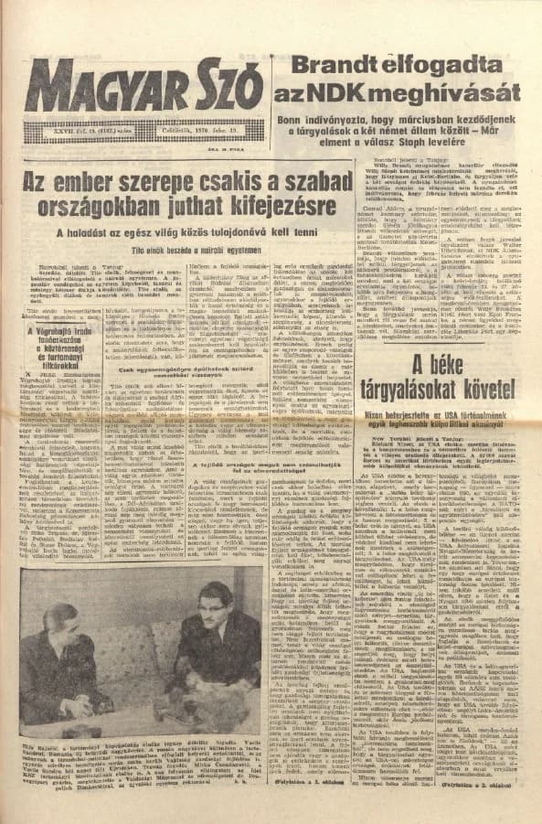 Magyar Szó, 25. évf. 1970. február 19. 48. sz. 1–20. oldal