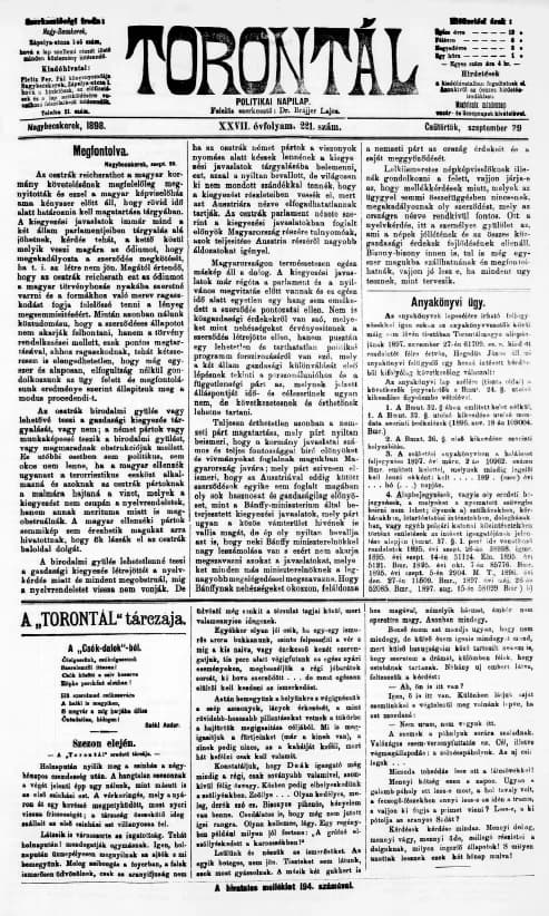 Torontál, 27. évf. 1898. szeptember 29. 221. sz.