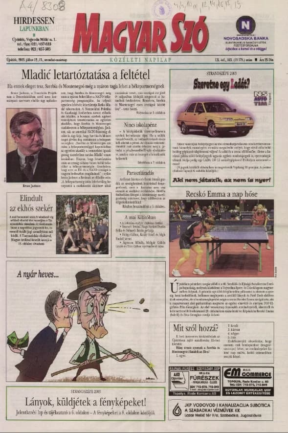 Magyar Szó, 60. évf. 2003. július 12. – 13. 163. sz. 1–36. oldal